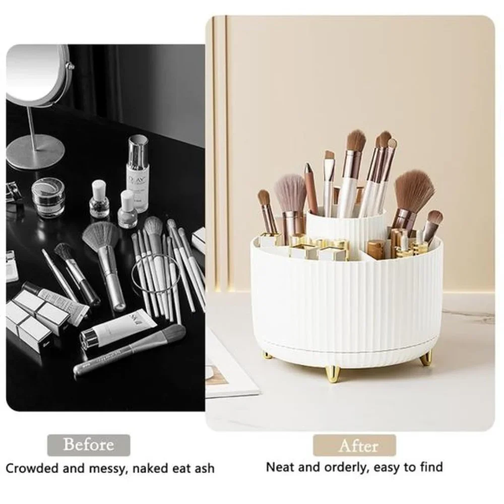 🌺 Makeup Brush holder Organizer, 🦋360° Rotating Make up Brush Holder, 5 Slots